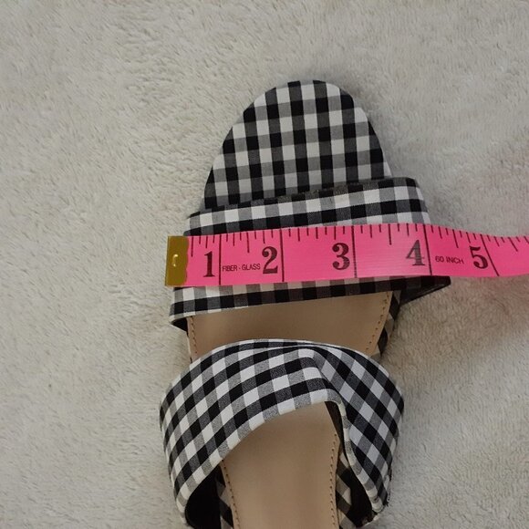 Bar III Women's Size 9W Black & White Gingham Preppy Double Strap Slide Sandals - Picture 9 of 11